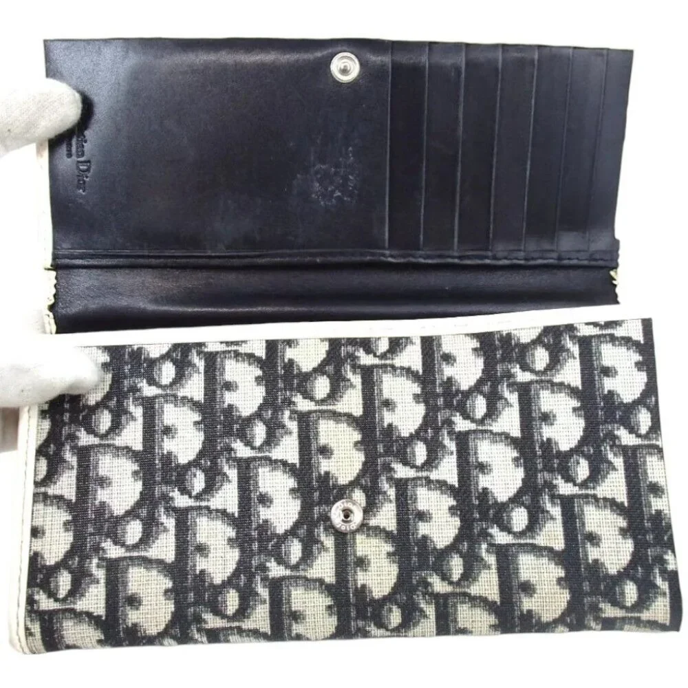 821133AM (V1) Christian Dior Wallet Long Trotter Flap Black PVC